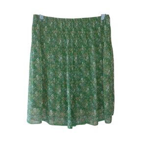 MAX STUDIO Women's Green Floral Smocked Waist Midi Skirt Size M